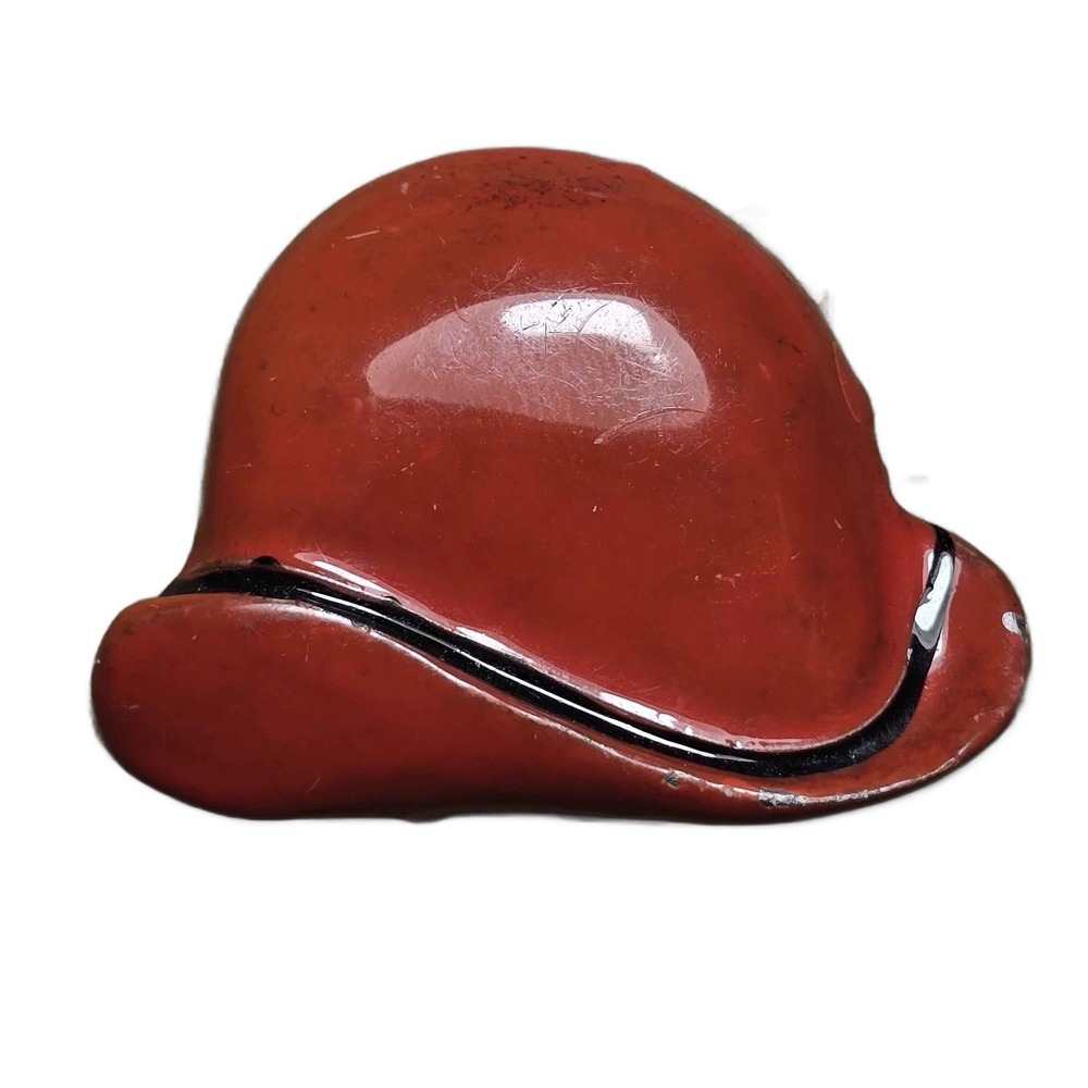 Vintage Enamel Painted Metal‎ Firefighter Helmet Lapel Vest Hat Pin I24